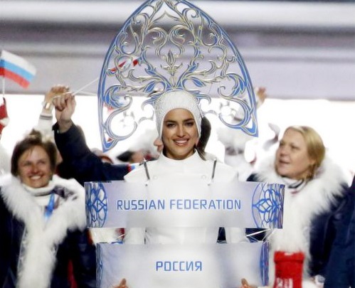 Irina Shayk Headed the Russian Team Column at the Opening of the Olympic Games in Sochi