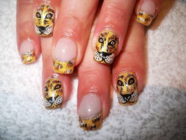 Tiger Angry Face Nail Designs
