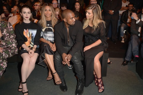 Lily Collins, Ciara, Kanye West and Kim Kardashian attend the Givenchy show as part of the Paris Fashion Week Womenswear Spring/Summer 2014 on September 29, 2013